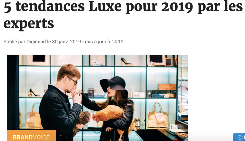 E-marketing cite Audrey Kabla dans son articles sur les tendances du Luxe en 2019 !